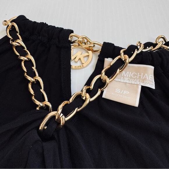 MICHAEL Michael Kors chain link halter with MK logo on chain black size small - Picture 4 of 6